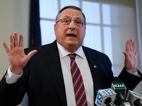 In this Jan. 8, 2016, file photo, Gov. Paul LePage speaks at a news conference at the State House in Augusta, Maine. (AP Photo/Robert F. Bukaty, File)