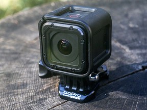 The GoPro HERO4 Session action camera is shown on Wednesday, Nov. 11, 2015, in Decatur, Ga.  (AP Photo/Ron Harris)