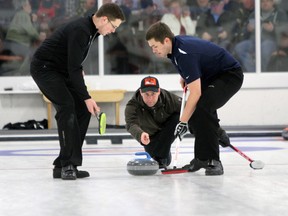 Skip Jonathon Beuk, from Cataraqui Golf and Country Club, delivers a shot during the semifinals of the 2015 Whig-Standard Bonspiel. (Whig-Standard file photo)