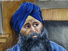Inderjit Singh Reyat, the only person to plead guilty in connection with the bombing of an Air India jet in 1985, is depicted testifying in a Vancouver court on September 10, 2003. Reyat has been granted his release to a halfway house. REUTERS/Felicity Don