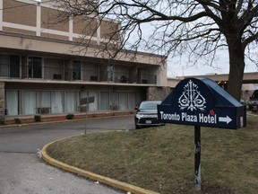 Toronto Plaza Hotel, located on Wilson Ave. west of Jane St., is turfing long-term guests to make room for Syrian refugees. (Shawn Jeffords/Toronto Sun)