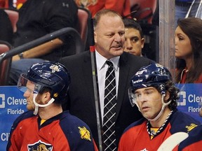 Florida Panthers head coach Gerard Gallant (back) has players such as Jonathan Huberdeau (left) and Jaromir Jagr (right) on his Atlantic Division-leading roster. (ROBERT DUYOS/USA Today Sports)