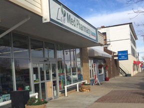A glass panel on Life Med Pharmacy's door was smashed at about 2 a.m. last Friday morning during a break-in. A variety of pills were taken. Vulcan Advocate