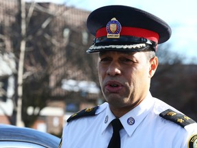 Toronto Police Deputy Chief Peter Sloly speaks to media after a training session for police encountering people in crisis at the Toronto Police College on Wednesday, January 27, 2016. (Dave Abel/Toronto Sun)