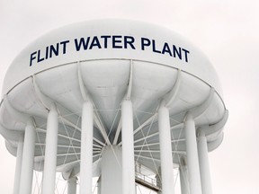 The top of a water tower is seen at the Flint Water Plant in Flint, Michigan in this file photo from January 13, 2016.  The water scandal in Flint has many of the ingredients for a mass, class-action lawsuit. But big-name, national plaintiffs' firms have yet to jump into the fray.  What's holding them back, several lawyers said, is the prospective targets: The State of Michigan, the city of Flint, and officials at various levels of government. Special legal protections make it difficult to hold governments liable for damages, they said.      REUTERS/Rebecca Cook/Files