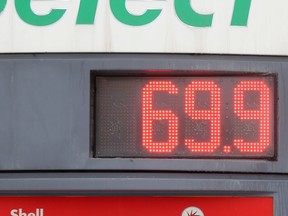 Gas prices are now less than 70 cents a litre for the first time since Jan. 5, 2004.