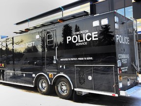 Police set up a command post for a weapons complaint near 149 st and 87 ave in Edmonton, Alberta on January 18. 2016. Perry Mah/Postmedia Network