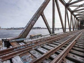 The Prince of Wales Bridge with Lebreton Flats in the distance. (Wayne Cuddington/ Ottawa Citizen)