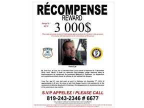 Gatineau police offer $3,000 reward for information on missing Yves Cyr. (GATINEAU POLICE HANDOUT)
