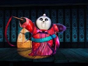 This image released by DreamWorks Animation shows character Mei Mei, voiced by Kate Hudson performing a ribbon dance in a scene from the animated film, "Kung Fu Panda 3."  (DreamWorks Animation)