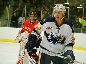 Stony Plain Eagles thanked a packed house of 938 fans who witnessed their 4-2 victory over Innisfail on Jan. 23. Follow @MitchGoldylox on Twitter to learn when No. 94 will suit up for the Senior AAAs again!  - Photo by Mitch Goldenberg