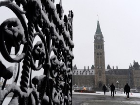 People make their way towards the centre block on Parliament Hill in Ottawa on Friday, Jan. 29, 2016. (THE CANADIAN PRESS/Sean Kilpatrick)