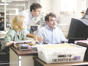 Rachel McAdams, left, Mark Ruffalo and Brian d?Arcy James perform in Spotlight. Doug Todd says his experience covering pedophilia in the priesthood tells him people have to be ready to hear the truth. (Kerry Hayes/Open Road Films via AP)