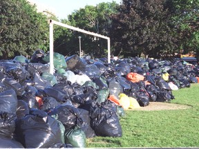 The soccer field at Moss Park during the garbage strike of '09. FILE pic.