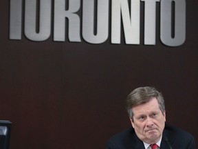 Mayor John Tory during a meeting on the future of transit improvements in Scarborough on January 28, 2016. (Veronica Henri/Toronto Sun)