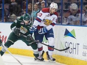 Edmonton Oil Kings centre Brandon Baddock has been a catalyst in his team’s chase for a playoff spot this season. Baddock is in his final year with the Oil Kings and was sought after prior to the WHL trade deadline, but the club decided to keep their captain. (File)