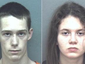 This January 2016 photo provided by Blacksburg Police Department shows Virginia Tech student Natalie Keepers and David Eisenhauer who were arrested in connection with the death of Nicole Madison Lovell. (Blacksburg Police Department via AP)