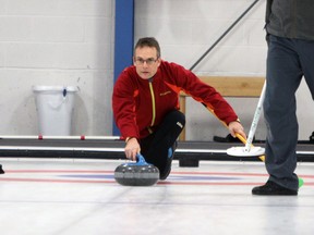 Joe Waller and his team from the host Royal Kingston Curling Club defeated Dan Acton of the Royal Navy Curling Club 7-2 to win the Whig-Standard Bonspiel on Saturday. (Steph Crosier/The Whig-Standard)