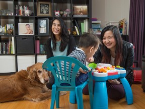 From left, business partners Veronica Leung and Laurie Wang who have a website that brings the sharing economy to household chores like running errands, grooming and walking the dog or folding laundry.