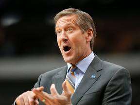 Phoenix Suns head coach Jeff Hornacek gestures as he shouts in the direction of an official in the second half of an NBA basketball game against the Dallas Mavericks, Sunday, Jan. 31, 2016, in Dallas. The Mavericks won 91-78. (AP Photo/Tony Gutierrez)