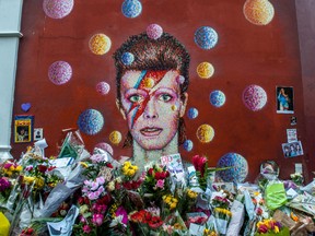 A David Bowie memorial in London, England. (WENN.COM)