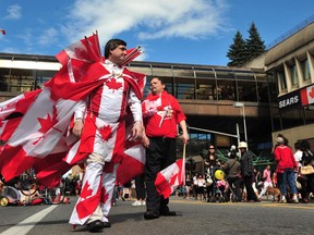 Red and white flooded the streets of Ottawa to in celebration of Canada day.
