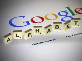 Letters spell the word "Alphabet" as they are seen on a computer screen with a Google search page in this photo illustration taken in Paris, France, in this August 11, 2015, file photo. (REUTERS/Pascal Rossignol/Files)