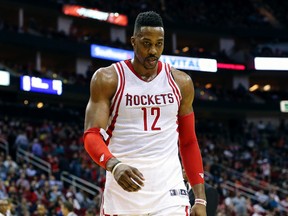 Rockets centre Dwight Howard walks off the court after being ejected during the fourth quarter against the Wizards at Toyota Center in Houston on Jan. 30, 2016. (Troy Taormina/USA TODAY Sports)