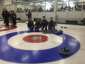 The little rocks team of skip Vincent Proulx, third Scott Fisher, second Emrys Moffette and lead Ryan Nethercott stole an eight ender at the City View little rocks spiel on Saturday.