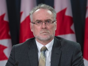 Auditor General Michael Ferguson listens to a question after the tabling of the 2015 Fall Reports of the Auditor General of Canada during a news conference, Tuesday, February 2, 2016 in Ottawa. (THE CANADIAN PRESS/Adrian Wyld)
