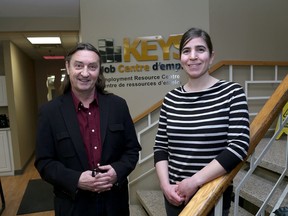 Michael Harris, executive director and Madeleine Nereberg, program manager at the Keys Job Centre. (Ian MacAlpine/The Whig-Standard)