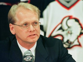 Darcy Regier, seen in this 1997 file photo when he was hired by the Buffalo Sabres, has resigned from his position with the Arizona Coyotes. (Postmedia Network file photo)