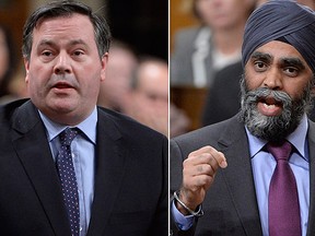 Conservative MP Jason Kenney, left, and Defence Minister Harjit Sajjan, right, are pictured in these file photos. (Adrian Wyld/THE CANADIAN PRESS)