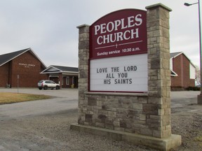 Peoples Church, in Plympton-Wyoming, shown here on Wednesday February 3, 2016, is set to welcome a refugee family from Syria this weekend. The church has been working since August to sponsor a family fleeing the fighting in Syria. (Paul Morden, The Observer)