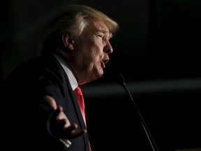 Republican presidential candidate Donald Trump speaks at a campaign rally in Milford, New Hampshire, February 2, 2016. REUTERS/Mike Segar