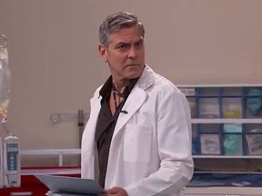 George Clooney plays his old E.R. character Dr. Doug Ross in a skit on Jimmy Kimmel Live. (YouTube)