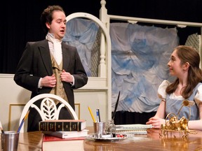 Matthew Stewart plays Septimus Hodge and Emma Ratcliffe is Thomasina, in the London Community Players production of Arcadia in Procunier Hall at The Palace Theatre. (CRIAG GLOVER, The London Free Press)