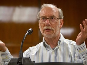 In this May 2015 file photo, Stan Patz, father of Etan Patz, speaks about his son, who disappeared in 1979 at a news conference in New York after a judge declared a mistrial in the trial of Pedro Hernandez, charged with murder in the missing New York city boy's case. Patz and his wife asked a court Wednesday, Feb. 3, 2016, to throw out a longstanding wrongful death judgment against convicted child molester Jose Antonio Ramos. (AP Photo/Bebeto Matthews, File)