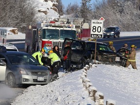 There is a three-vehicle collision on MR 35. John Lappa/Sudbury Star/Postmedia Network