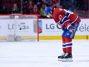 Montreal Canadiens forward Max Pacioretty reacts at the end of the game against the Buffalo Sabres at the Bell Centre in Montreal on Feb. 3, 2016. (Eric BolteéUSA TODAY Sports)