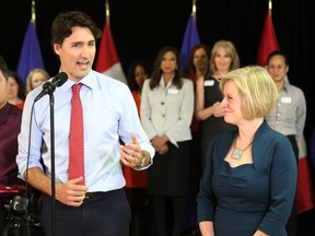 Prime Minister Justin Trudeau and Alberta Premier Rachel Notley answer media questions at the YWCA in Calgary on Thursday, February 4, 2016. (Gavin Young/Postmedia Network)