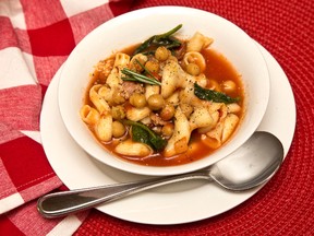 Pasta ?Soup? with Chickpeas and Spinach. (MIKE HENSEN, The London Free Press)