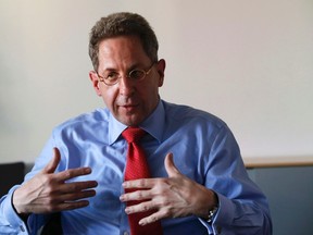 Hans-Georg Maassen from the Federal Office for the Protection of the Constitution (BfV) gestures during an interview in Berlin, Germany August 4, 2015. (REUTERS/Fabrizio Bensch)