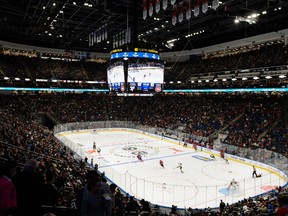 General view of the arena during the NHL pre-season game between the Montreal Canadiens and the Pittsburgh Penguins at the Videotron Centre in Quebec City on Sept. 28, 2015. (Minas Panagiotakis/Getty Images/AFP)