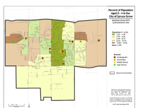 A map shows the city’s population of children under four years old. It is being used to develop the social sustainability plan as early childhood development was identified as a priority. - photo supplied