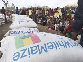 Edmund Blair/Reuters
Residents wait to receive food aid at a distribution centre in Halo village, a drought-stricken area in Oromia region in Ethiopia, on Jan. 31. Picture taken January 31, 2016.