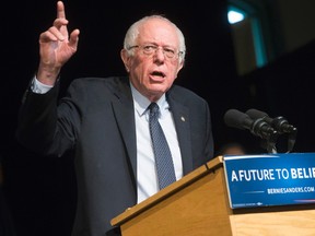 Democratic presidential candidate, Sen. Bernie Sanders, I-Vt. speaks during a campaign stop at Exeter Town Hall, Friday, Feb. 5, 2016, in Exeter, N.H. (AP Photo/John Minchillo)