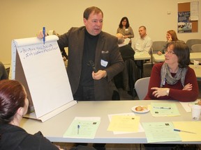 Reg Saulnier from ERP Connex discusses the Southwest Integrated Fibre Technology (SWIFT) initiative at a Niagara Region workshop, on Friday February 5, 2016 in Welland, Ont.