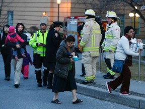The scene after a fire broke out around 3 p.m. at a TCHC seniors residence at 1315 Neilson Rd. on February 5, 2016. (Jack Boland/Toronto Sun)