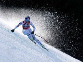 Lindsey Vonn skis during the Alpine Skiing World Cup women's downhill race in the Bavarian ski resort of Garmisch-Partenkirchen, Germany, on Saturday, Feb. 6, 2016. (Dominic Ebenbichler/Reuters)